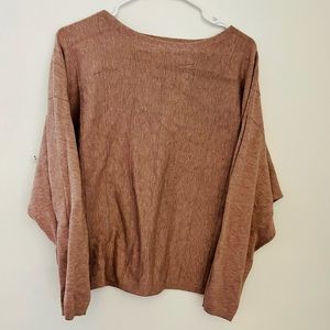 Wide Neck Dolman Chenille Knit Sweater in Mauve pink large